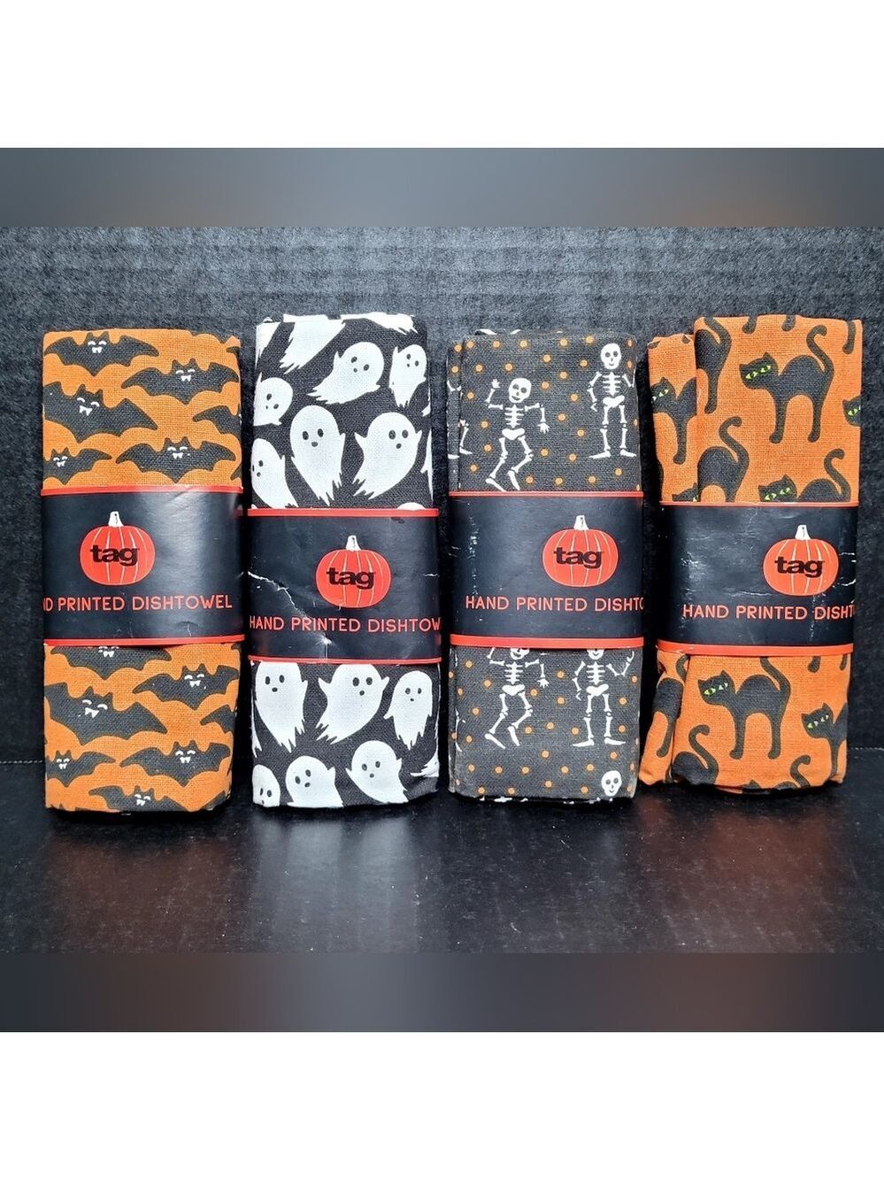 Set of 4 Tag Printed Dishtowels Halloween